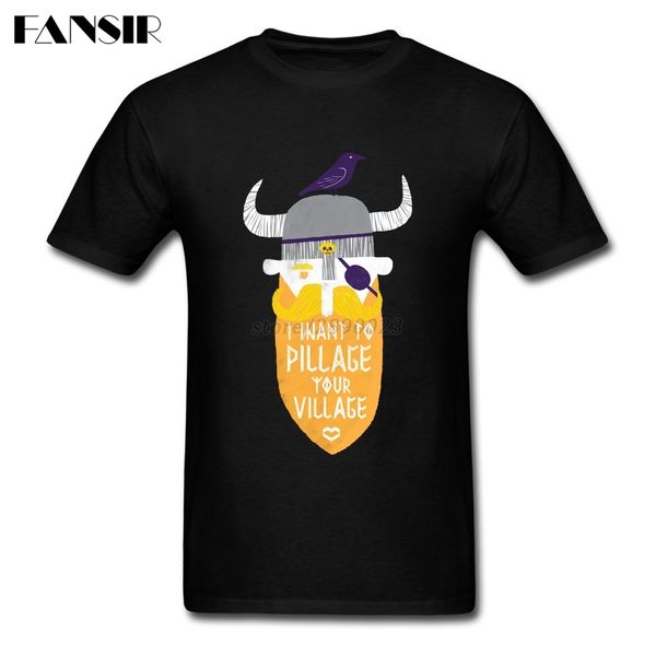 

funny t-shirt men's short sleeve crewneck cotton pirate want to pillage your village guys clothing men t shirts