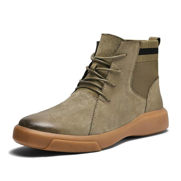 

2020 vintage men boots spring winter mens fashion boots ankle split leather cool men casual shoes army male, Black