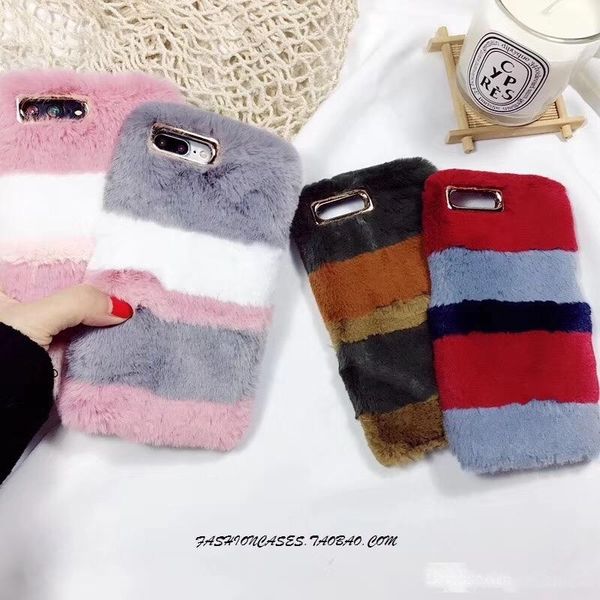 

wholesale warm fur case for iphone 7 8 plus x case luxury plush velvet winter women silicone cover for iphone 6 6s plus 5