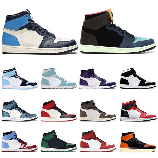 

nike air retro jordan 1 мужская обувь для баскетбола 1s unc obsidian ture зеленый twist суд фиолетовый черный toe бесстрашные womens спортив, White;red