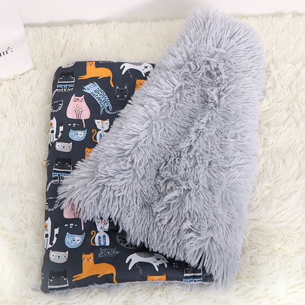 

warm cozy foldable dogs soft plush pet cushion blanket cute double sided cat bed