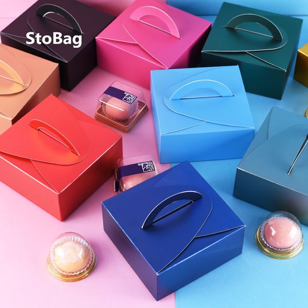 

stobag 10pcs snow maiden's egg yolk puff box puff tart biscuit candy pastry box chocolate wedding birthday party gift