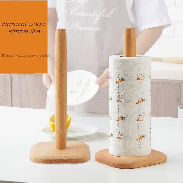 

2020 new kitchen wooden roll paper towel holder bathroom tissue toilet paper stand napkins rack home table tool accessories