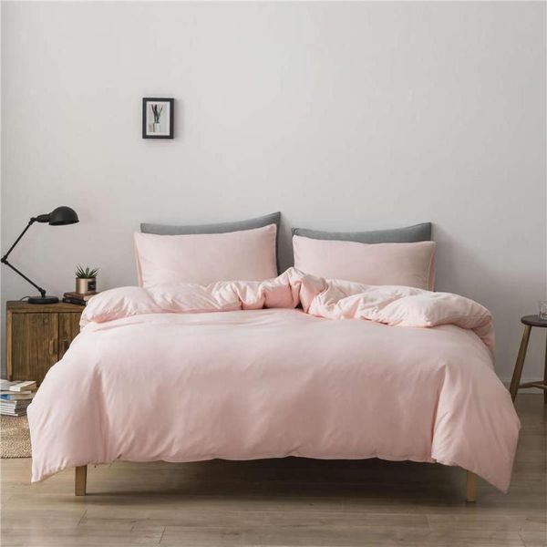 

claroom bed linen solid color bedding set pure cotton a/b double-sided quilt cover pillowcase ds55#