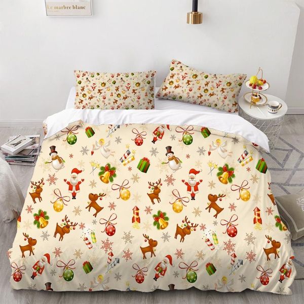 

bedding sets 2/3 pieces elk bells set christmas duvet cover happy year bed quilt home textile