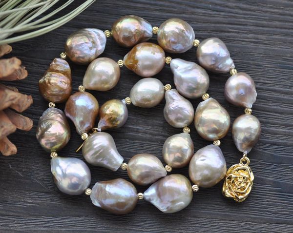 

p7731 18" 20mm peacock-lavender baroque-drop keshi edison pearl necklace, Silver