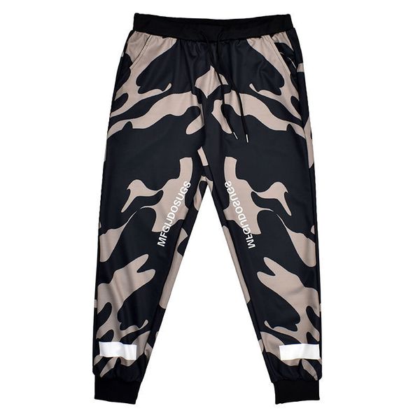 

plus size men's autumn and winter fat men's plus size sports trousers loose camouflage print pants, Black