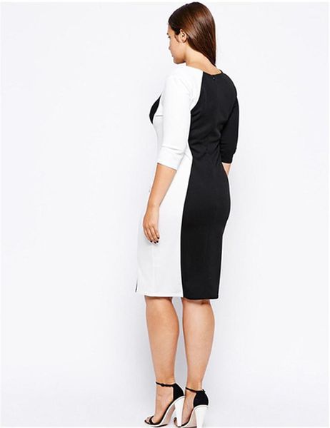 

dresses plus size black long sleeve ladies bodycon dresses fashion female clothing patchwork color womens pencil, Black;gray