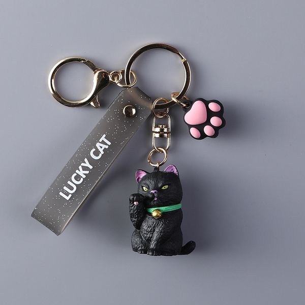 

leather keychain cute little kitten cat keychain for women fashion letter pvc wristband key chain bag jewelry ing, Silver