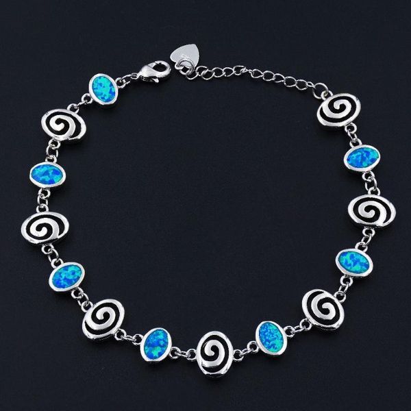 

bangle beautiful swirl ocean blue fire opal bracelets for lady, Black