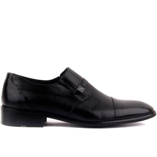 

fosco-black leather men 's classic shoes