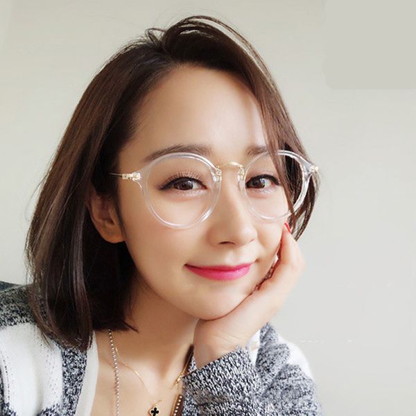 

fashion sunglasses frames women clear lens eyewear retro glasses oval frame metal temples eyeglasses oculos de grau femi, Black