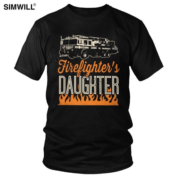 

vintage fire truck t-shirt men cotton daughter of a firefighter shirt she is proud of her father engine tee short sleeve tshirt