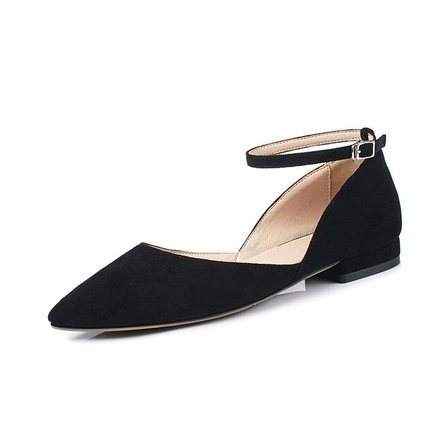 

dress shoes spring 2021 college leisure wind code 33-43 students real leather strap size single female 18426, Black