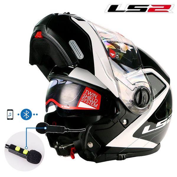 

new arrival ls2 ff325 flip up bluetooth headsets intercom motorcycle helmet modular man woman racing motorbike cascos moto dot