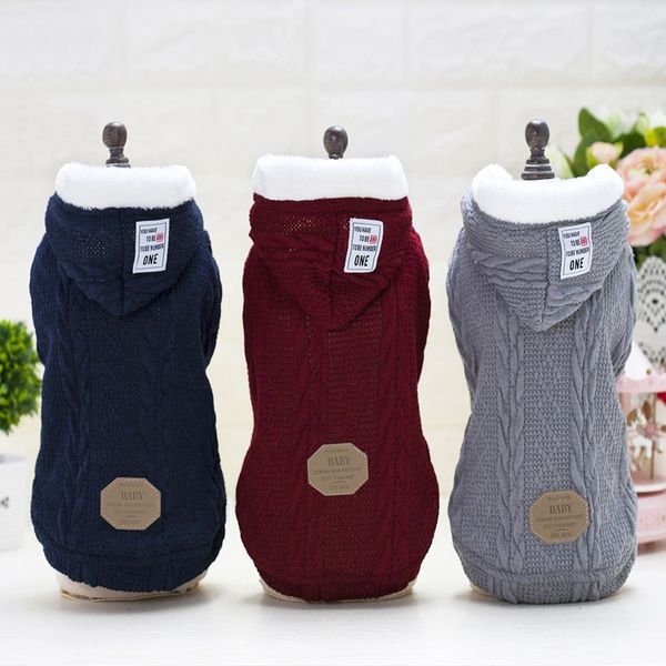 

dog apparel knitting clothes winter warm pet coat jackets for small dogs puppy cat sweater hooded clothing