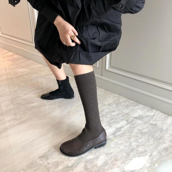 

brand women's shoes rubber boots booties ladies thigh high heels high round toe fashion rain over-the-knee, Black