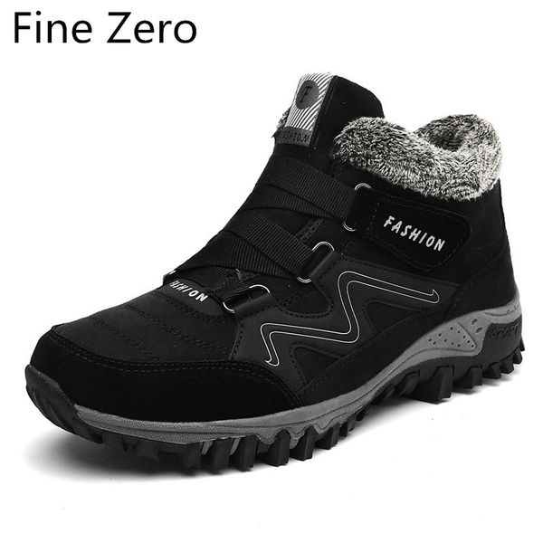 

new plus size mens boots winter warm snow boots with fur men ankle work shoes men tactical zapatos de mujer, Black