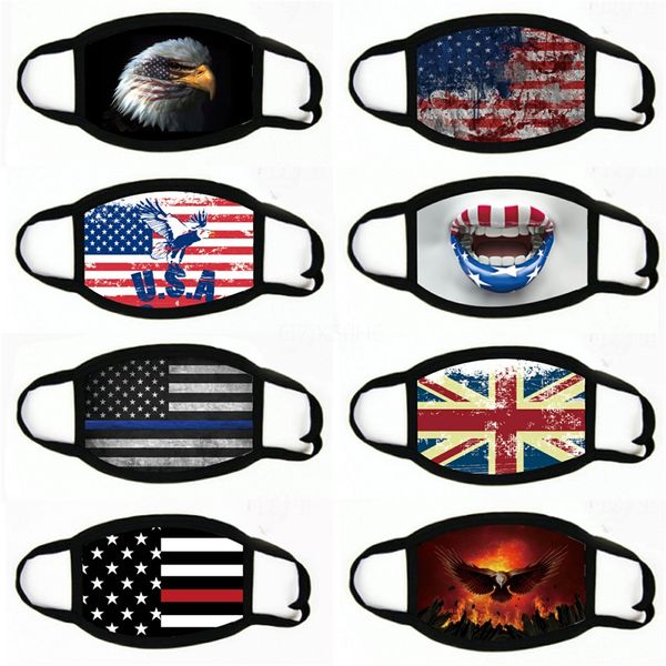 

american flag print seamless bandanas face mask covers magic headband headwrap motorcycle cycling uv dust protection maks#472, Black
