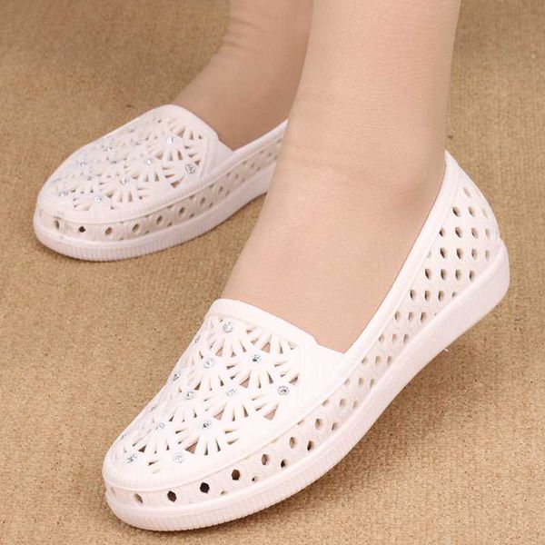 

cresfimix sapatos femininas women fashion comfortable breathable summer shoes lady cute spring slip on jelly flat shoes a2040, Black