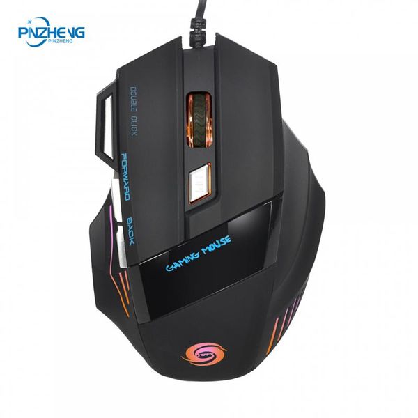 

pinzheng wired mouse 7buttons luminous breathing light 5500dpi ergonomical design gaming mouse comfortable touch usb cable