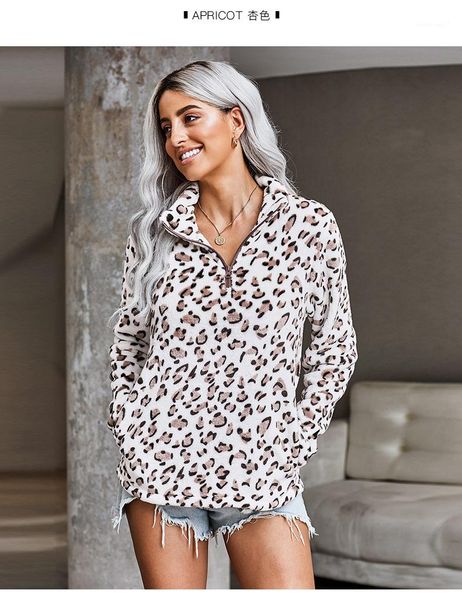 

hoodies stand collar leopard print pullover sweatshirts fashion casual loose female clothing 2020 womens designer, Black