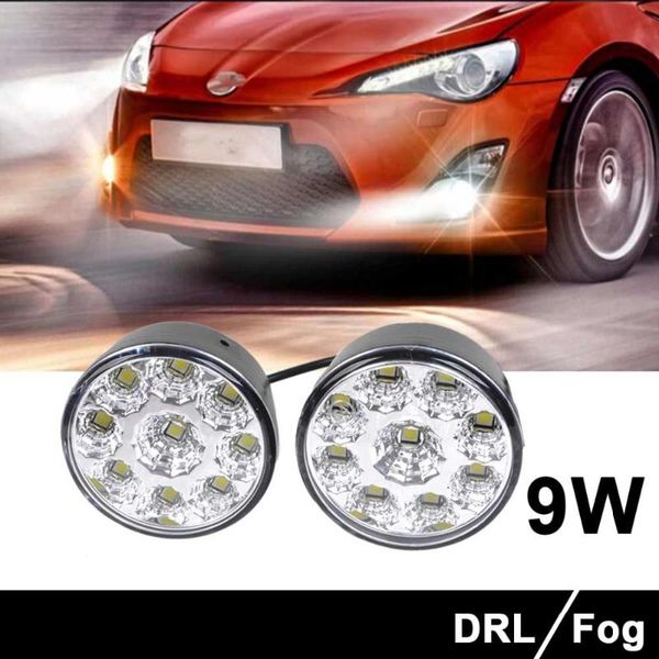 

uxcell pair round shape 9 led white car drl daytime running light driving lamp 12v