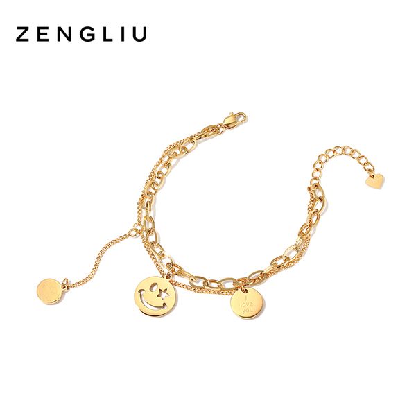 

Womens S Fashion Jewelry Korean-Style round Smiley Face Bracelet Women Ins Non-Mainstream Design Normcore Style Simple Elegant Fashion Hand