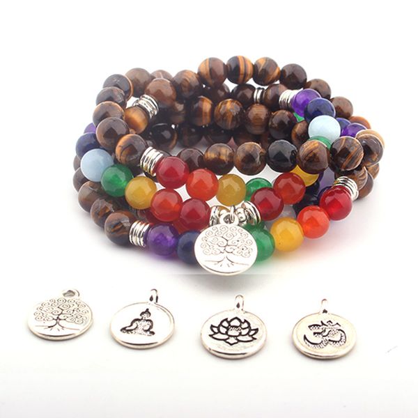 

gvusmil tree of life multilayer bracelet beads 108 mala yoga bracelets natural stone for women dropshipping bracelets for men, Black