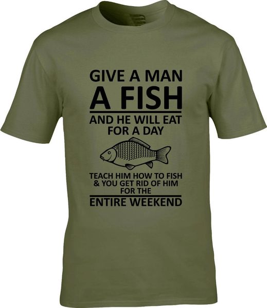 

2020 new cotton fashion brand clothing brand new clothing angling carp give a man a fish t shirt small to 3xl