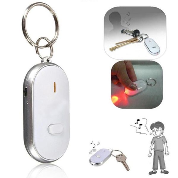 

famshin 2020 new led anti-lost key finder find locator keychain whistle beep sound control torch ing, Silver