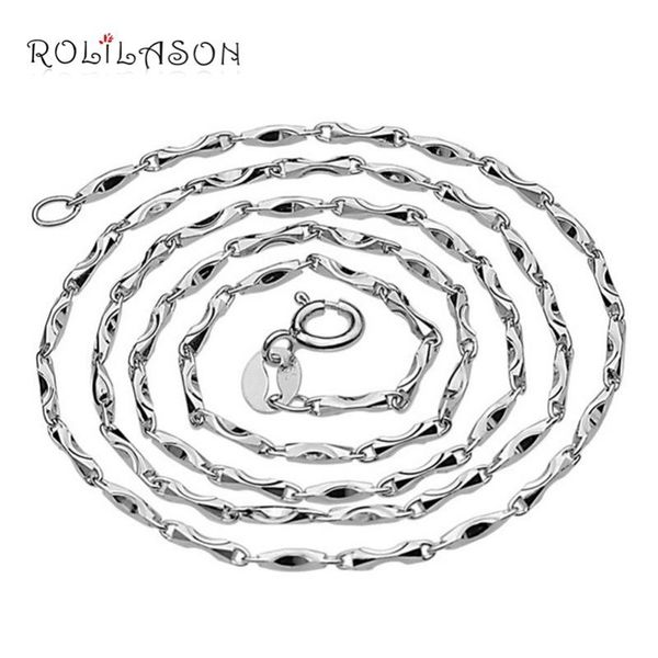 

rolilason new ingot chain necklace wholesale price pure 925 solid sterling silver 40 cm 45 cm 2020 fine jewelry sn100