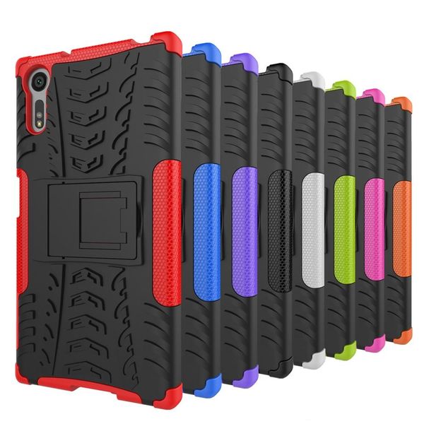 

dazzle 2 in 1 hybrid kickstand impact rugged heavy duty tpu pc shock proof cover case for sony xperia x xa xz x performance x compact 10pcs/