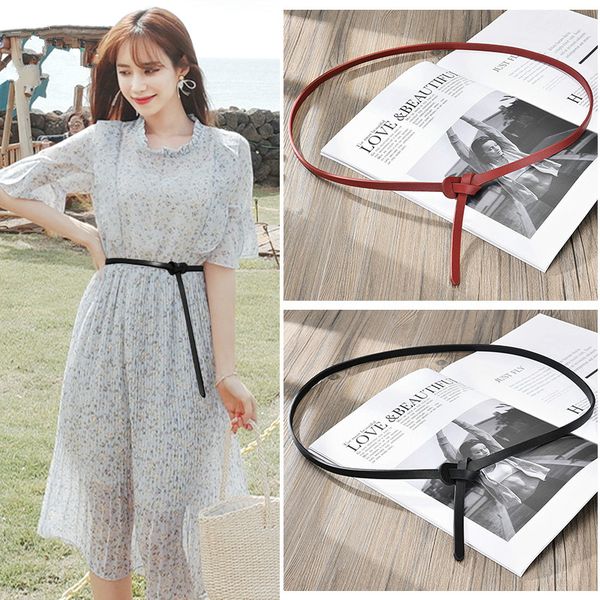 

casual simple wild dress thin belts women knotted slim belt female decorative skirt women's girdle small belt lady long and wide, Black;brown