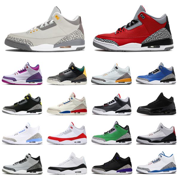 

cool grey jumpman 3 3s men basketball shoes laser orange varsity royal cement red black charity game mens trainers sports sneakers 7-13