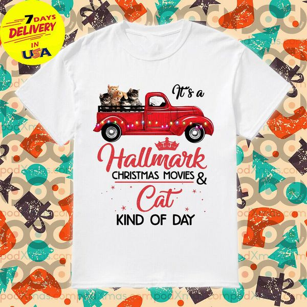 

it's a hallmarkk christmas movies and cat kind of day xmas holiday gift large size tee shirt