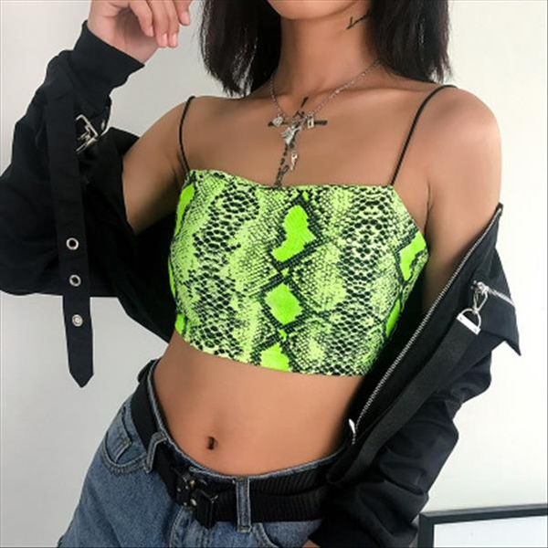 

fashion snakeskin camis crop women vest tanks sleeveless clubwear summer female shirts chaleco, White