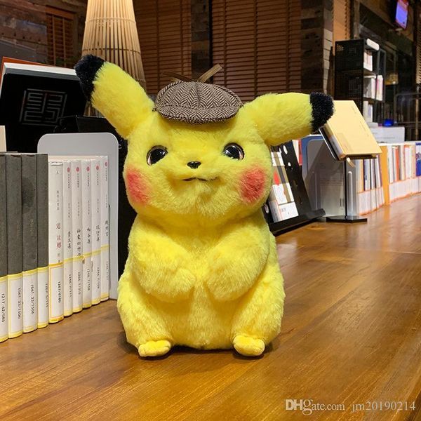

new toy pika detective soft doll plush toy for kids christmas halloween gifts 25cm