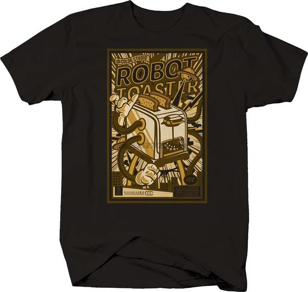 

robot toaster comic with vintage retro style of nerd culture tshirt