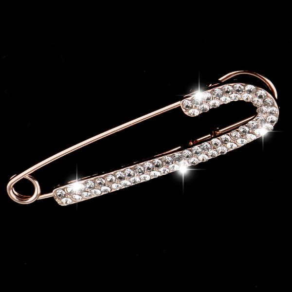 

розовое золото кристалл безопасности pin брошь зажим для дам шарф пальто платье pin, Gray