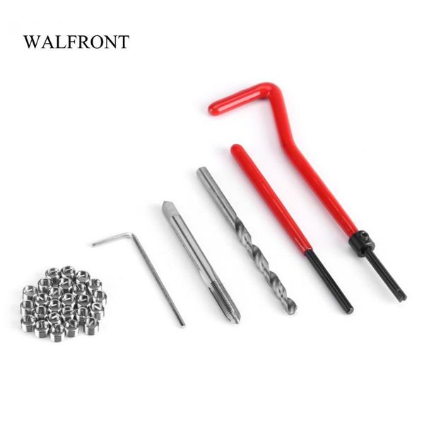 

walfront 25pcs m5/m6/m8 thread repair inserts kit hss installation compatible hand tools set with twist drill bits hex wrench