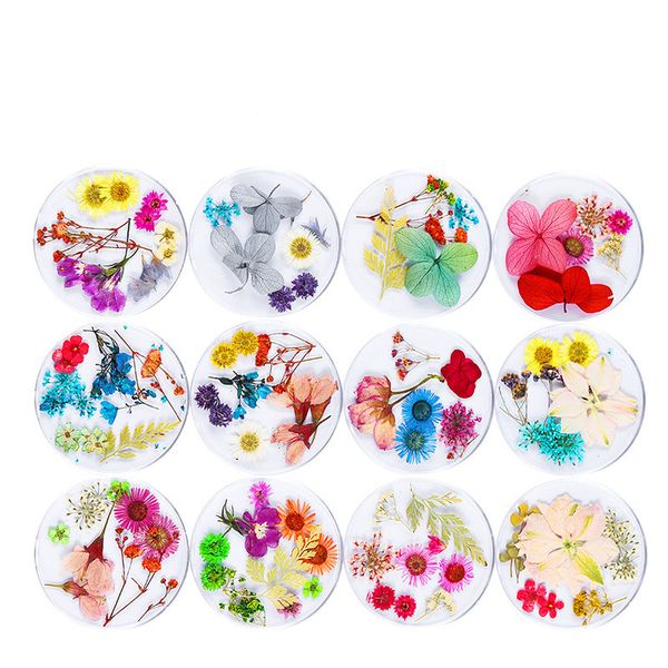 

nail art decorations 12 style mix dried flowers natural dry flower decoration, Silver;gold