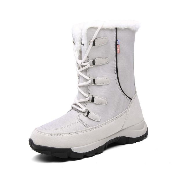 

women boots waterproof winter shoes women snow boots platform keep warm winter with thick fur heels botas mujer, Black