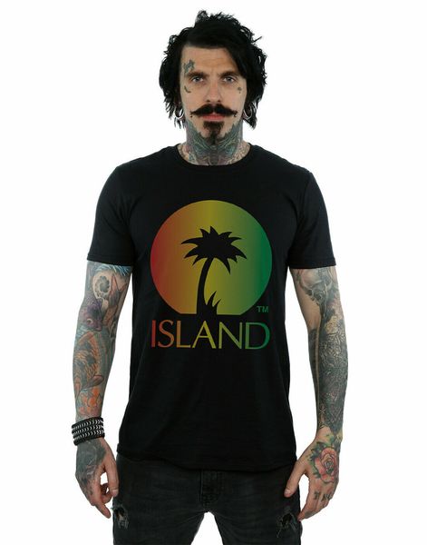 

island records men's проблемные logo t-shirt юмористическая tee shirt