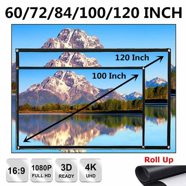 

projection screens leory 16: 9 screen cloth 60/72/84/100/120inch outdoor soft projector movie foldable for home camping film