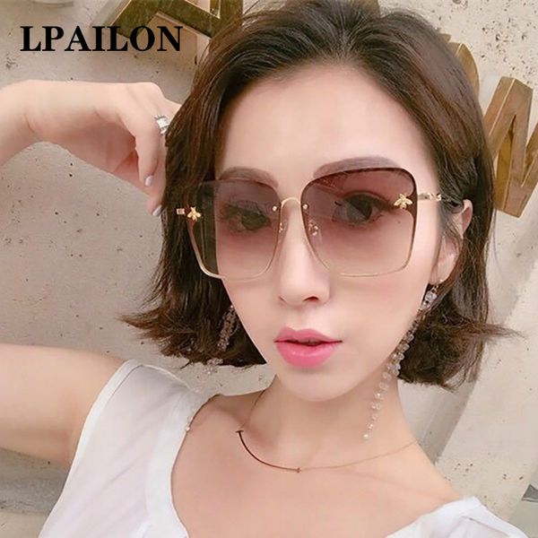 

sunglasses lpailon women's rimless square metal 2021shades fashion luxury ladies eyewear male universal, White;black
