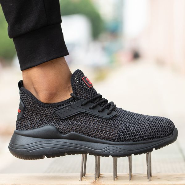 

boots indestructible ryder shoes men and women steel toe cap work safety puncture-proof lightweight breathable sneakers, Black