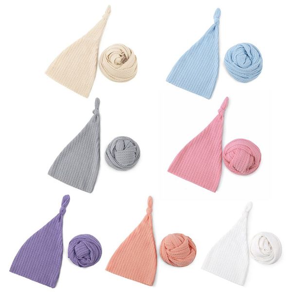 

2 pcs baby receiving blanket hat set soft sleeping swaddle wrap pgraphy prop f3me