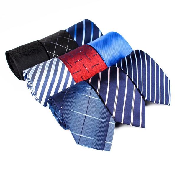 

neck ties linbaiway 8cm classic tie for men wedding polyester black plaid business bridegroom gravatas corbatas custom logo, Blue;purple