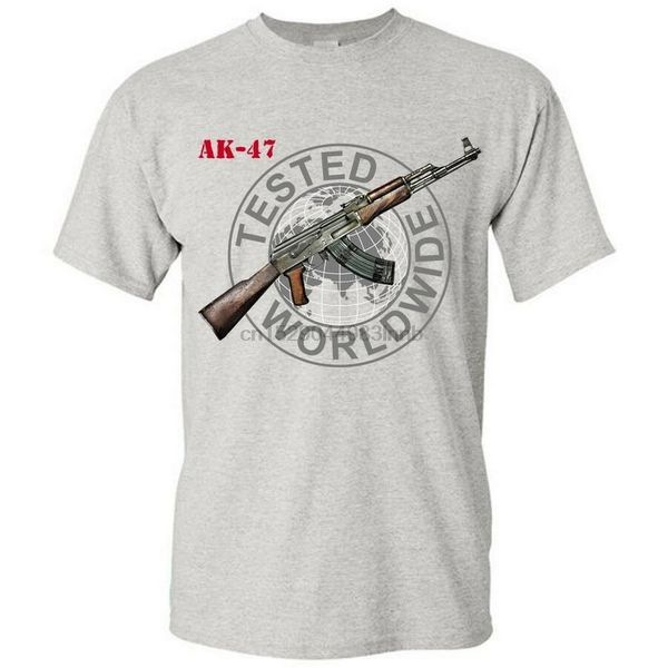 

russian graphic cotton blend gray t-shirt ak-47 kalashnikov gun shirt tee tee shirt
